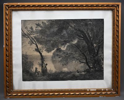 Alphonse LAMBERT (XIX- XXe) - La cueillette au bord de l'eau…