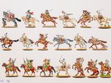de nombreuses figurines représentant des hommes à cheval et des chevaux