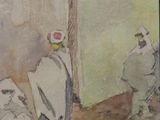 un tableau représentant un homme et une femme assis par terre