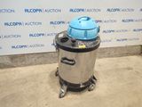 an image of a trash can with a blue lid on it