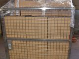 a cart that has some boxes on it in a warehouse
