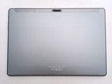 the back of a laptop computer sitting on top of a white surface