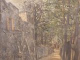 une image représentant une peinture d'une rue dans un village