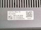 the back of a dell pro max 16 laptop with a qr code on it