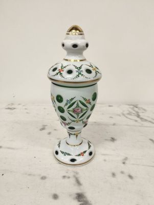 BOHEME Drageoir sur piédouche en cristal dit overlay blanc d… - Photo 1