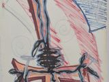 dessin représentant une croix sur laquelle se trouve un oiseau et un autre oiseau posé sur la croix