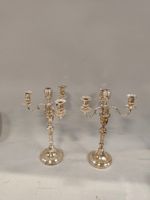 Paire de chandeliers en métal argenté à trois bras de lumièr… (photo 2)