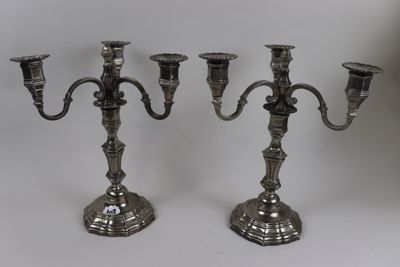 pair of antique silver plated candelabs with candlesticks