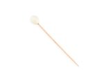 a close up of a wooden stick with a white ball on it
