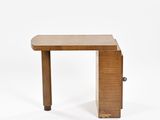 an image of a small wooden table with a drawer underneath it