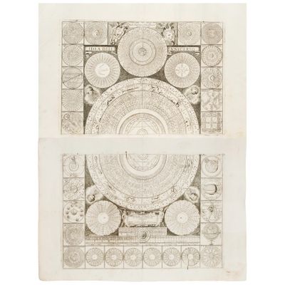 un vieux dessin représentant un cadran solaire orné d'un motif circulaire
