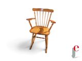 a wooden chair that is sitting on a white surface
