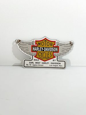 Plaque émaillée d'après Harley Davidson - small Wings Dimensions : 14 
