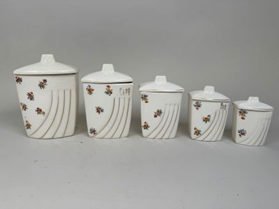 LABRUT & Cie. à GRIGNY. Série de 5 pots à épices en porcelai…