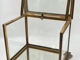 pair of antique brass - plated glass boxes on casteors