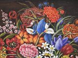 a painting of a bouquet of flowers in a vase
