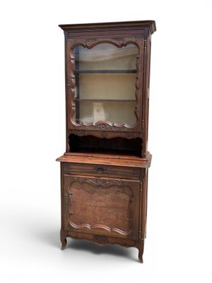 Buffet deux-corps en bois naturel, le corps supérieur ouvran…