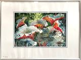 a picture of a painting of flowers in a white frame