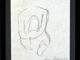 framed drawing of a man sitting on a toilet with a hat on