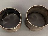 pair of antique silver napkin rings with beaded edges