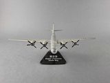 a model of an airplane with propellers on a stand