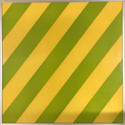 an image of a painting with yellow and green stripes on it