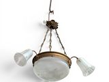 an image of a chandelier with three lights hanging from it ' s ceiling