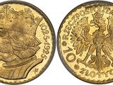 une pièce d'or représentant un aigle au recto et une couronne au verso