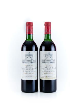 deux bouteilles de vin rouge posées l'une à côté de l'autre sur une surface blanche