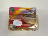 two toy cars that are sitting on a table