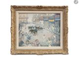 an image of a painting of a crowd of people on a city street