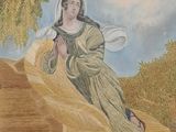 une image représentant un tableau où l'on voit une femme agenouillée dans un champ