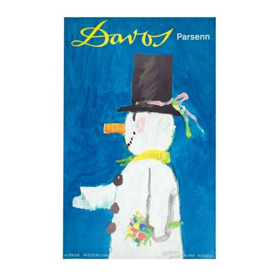 tableau représentant un bonhomme de neige coiffé d'un haut-de-forme et tenant une carotte