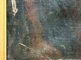 an image of a painting of a woman in a blue dress