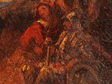 a painting of a man on a horse and a woman on a horse