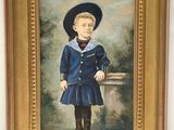 painting of a young boy in a sailor ' s outfit and hat