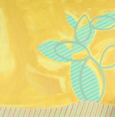 a yellow bag with a picture of a flower on it