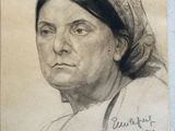 un vieux dessin représentant une femme portant un foulard