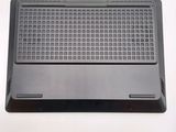 a black laptop computer sitting on top of a white table