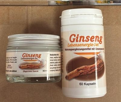 a jar of ginseng next to a jar of ginseng