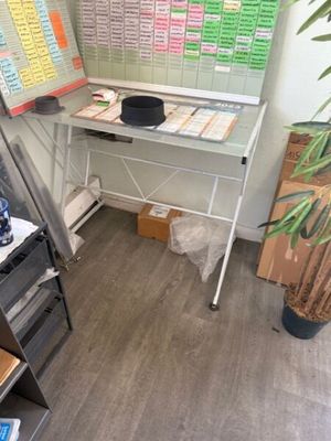 a picture of a desk with a lot of papers on it