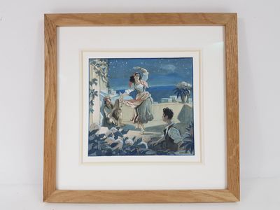 une image représentant un tableau où l'on voit une femme assise sur un rebord à côté d'un homme