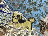 a picture of a painting of a dog and a cat