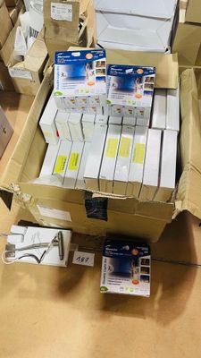 many boxes of electronic devices sitting on a table