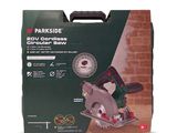the box contains a circular saw and a circular blade