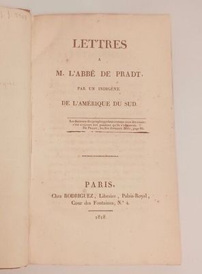 (JONAMA, Santiago) Lettres à M. l’Abbé de Pradt, par un indi…