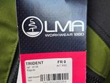an image of a label on the back of a green jacket