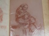 a drawing of a woman holding a child in a book