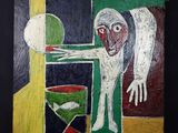 une image représentant un tableau sur lequel figure un homme debout devant une porte