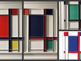 quatre images différentes d'une fenêtre, avec des couleurs et des formes variées